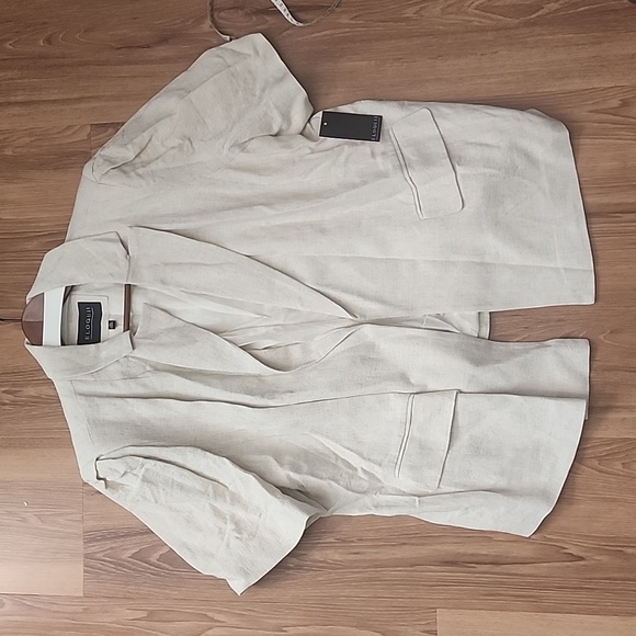 ELOQUII 3/4 Sleeve Realxed Linen Blend Jacket - Picture 10 of 10